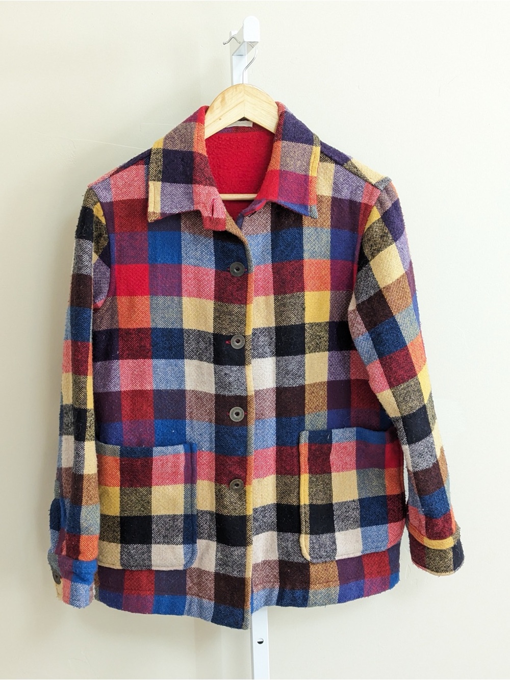 1980s Neiman Marcus Multicolor Plaid Wool Jacket Women’s Approx M/L